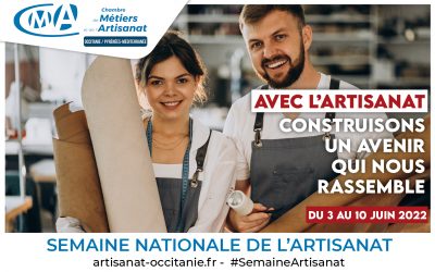 la Semaine nationale de l’artisanat, organisée par le réseau des chambres de métiers et de l’artisanat, se tiendra cette année du 3 au 10 juin 2022 partout en France.