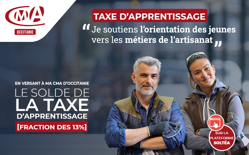 Solde taxe d’apprentissage 2023 : choisissez la CMA Occitanie !