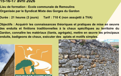 FORMATION : Enduits et badigeons à la chaux 15-16-17 avril 2026